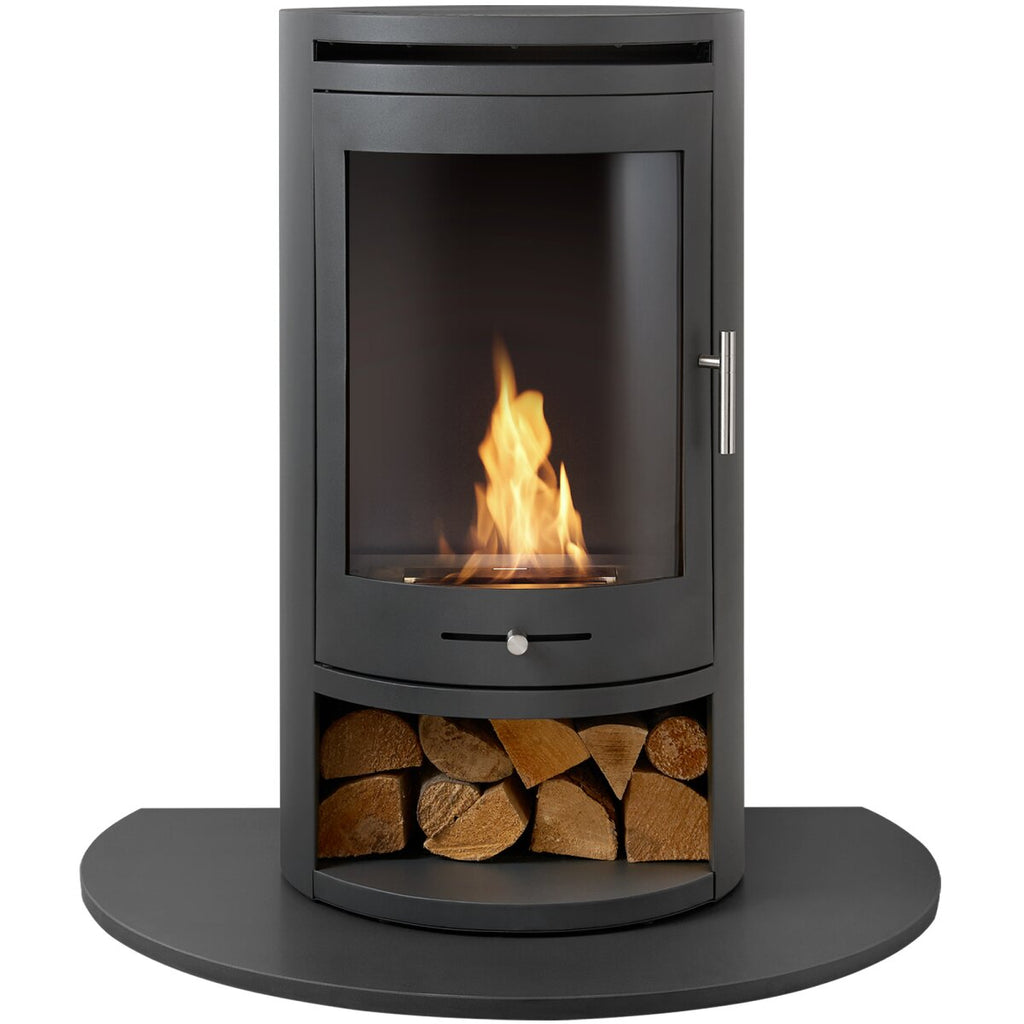 OKO S5 Bioethanol Cylinder Stove with Black Granite Hearth, No Pipe