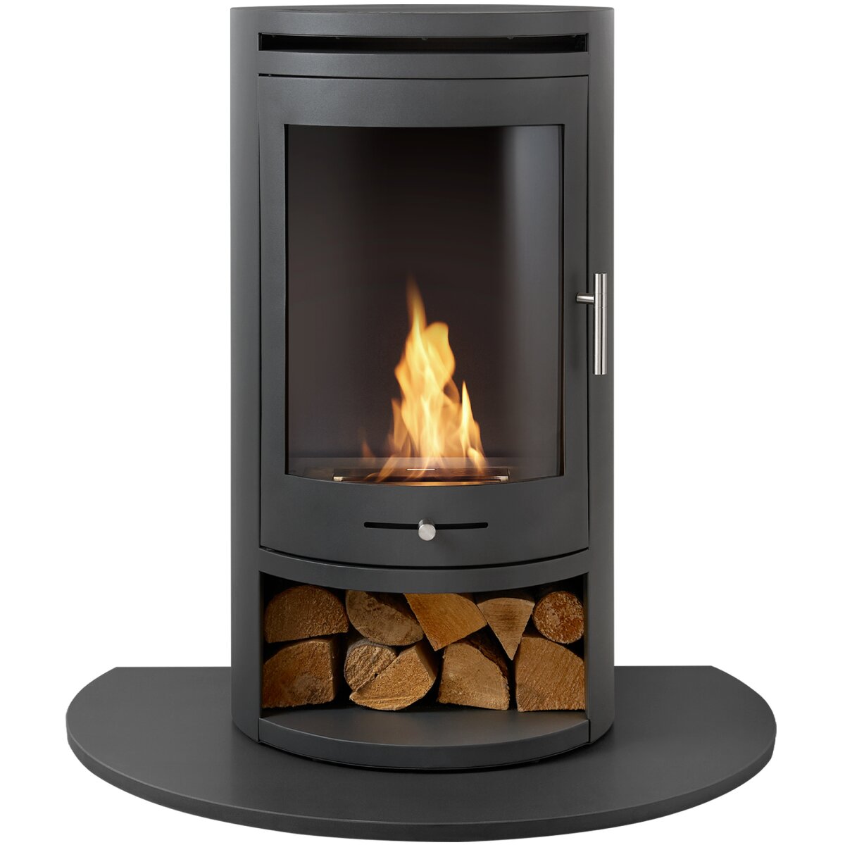 OKO S5 Bioethanol Cylinder Stove with Black Granite Hearth, No Pipe