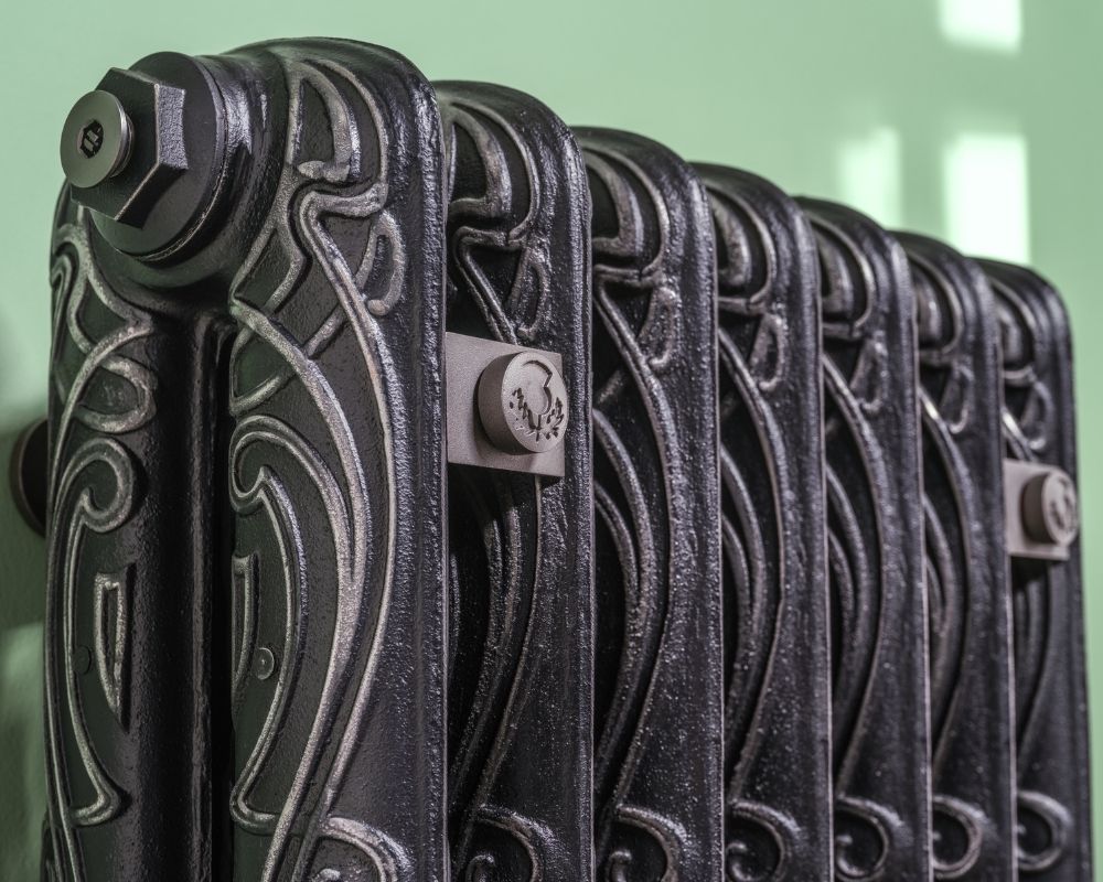 Carron Orleans cast iron radiator, satin black highlight finish sections