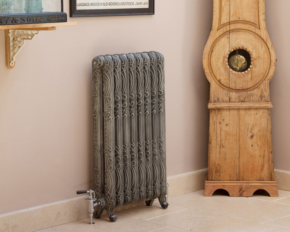 Carron Orleans cast iron radiator, antiqued french grey setting