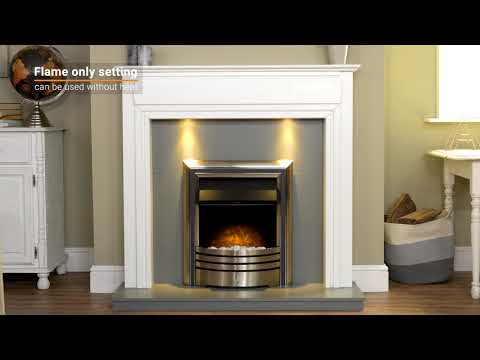 Adam Honley Wooden Fireplace Surround in Pure White & Grey with Downlights, 48 Inch