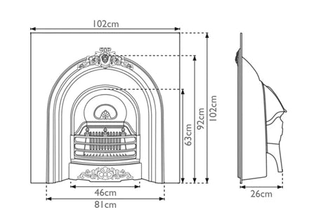 Carron Prince Cast Iron Period Fireplace Insert (40") | Victorian