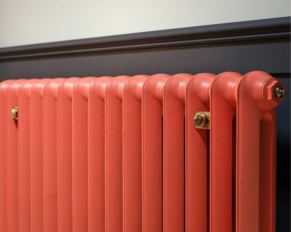 Carron Princess cast iron radiator, Farrow and Ball bisque sections