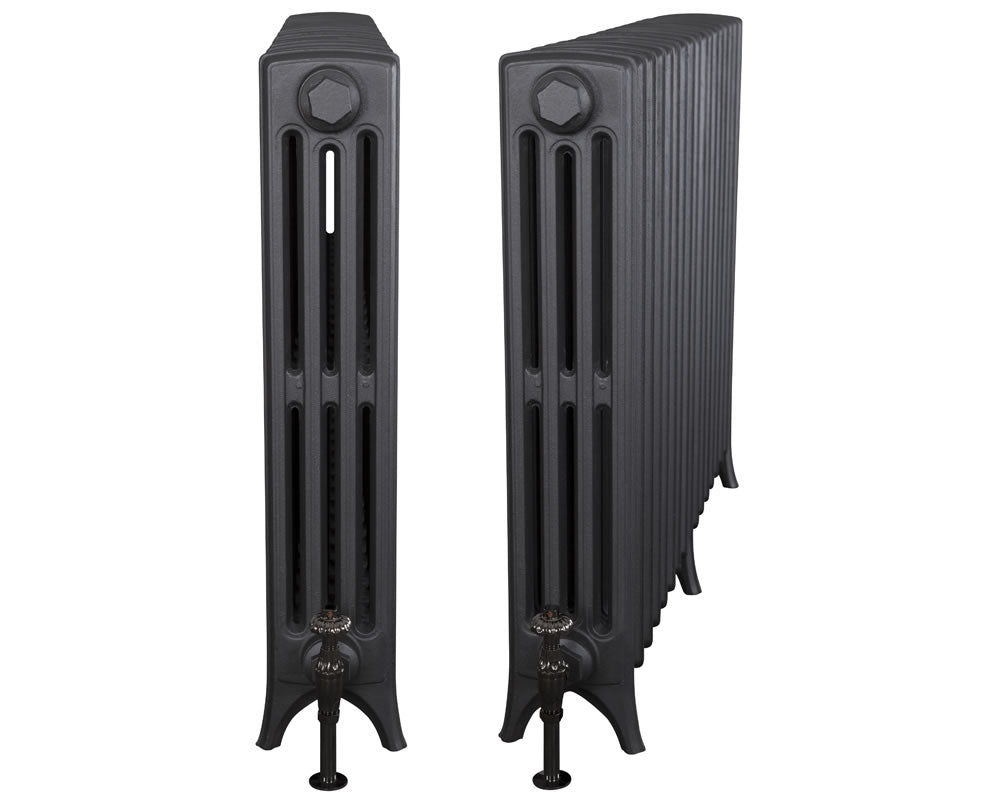 Carron Rathmell 4 Column cast iron radiator, 810mm roberson steel grey