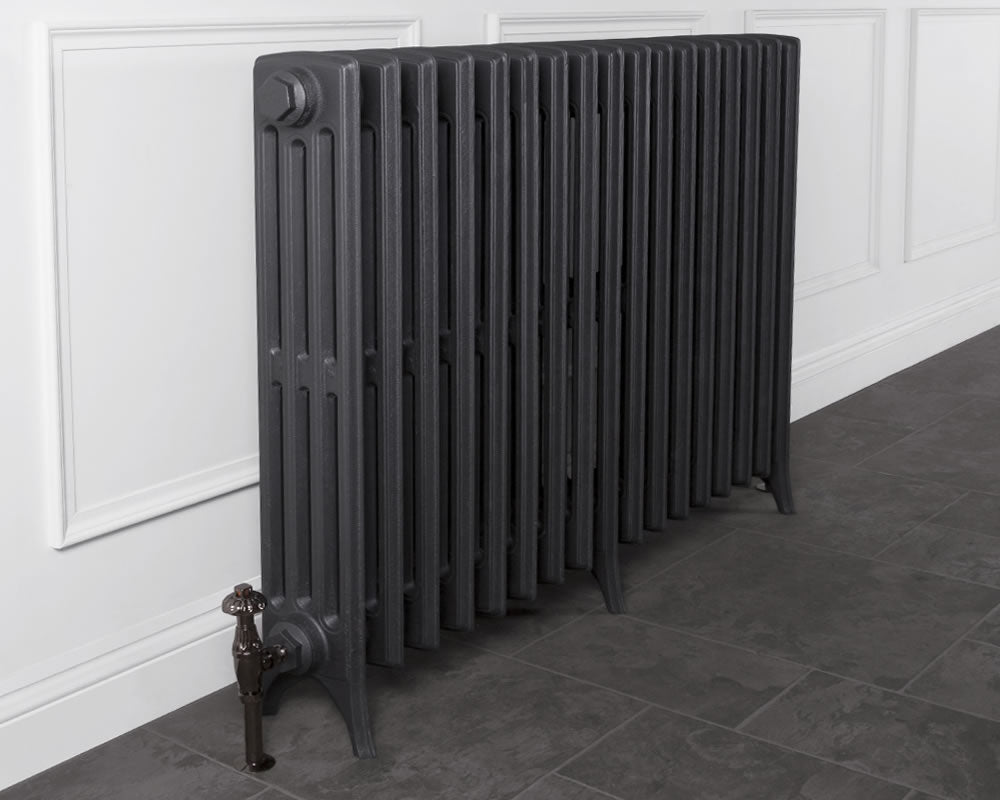 Carron Rathmell 4 Column cast iron radiator, 810mm roberson steel grey