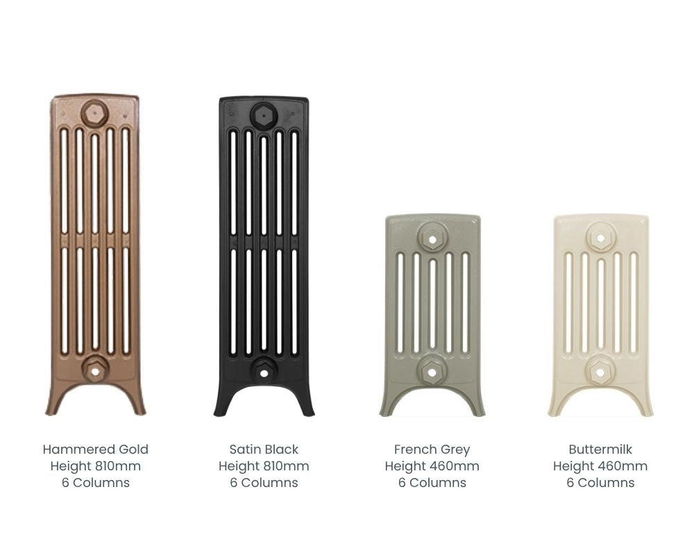 Carron Rathmell 6 Column cast iron radiator, in various finishes and heights