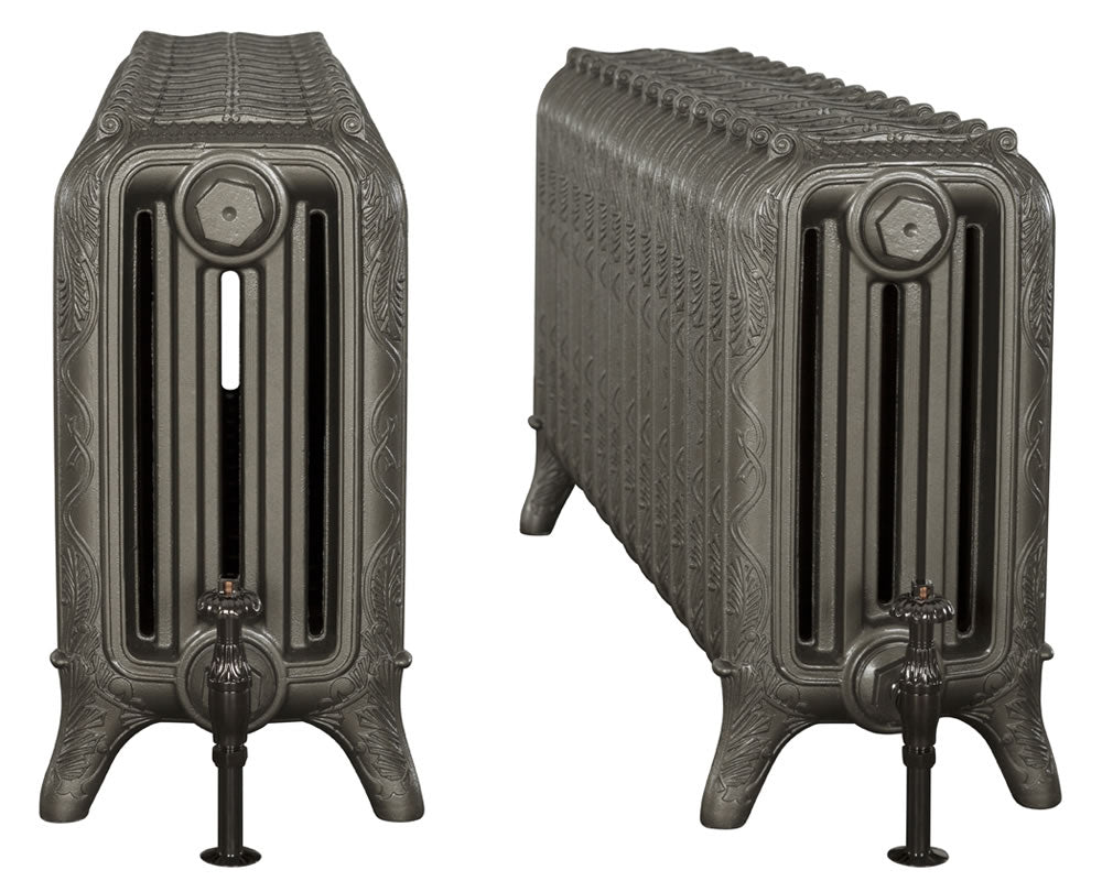 Carron Ribbon 4 Column cast iron radiator, 530mm willow green