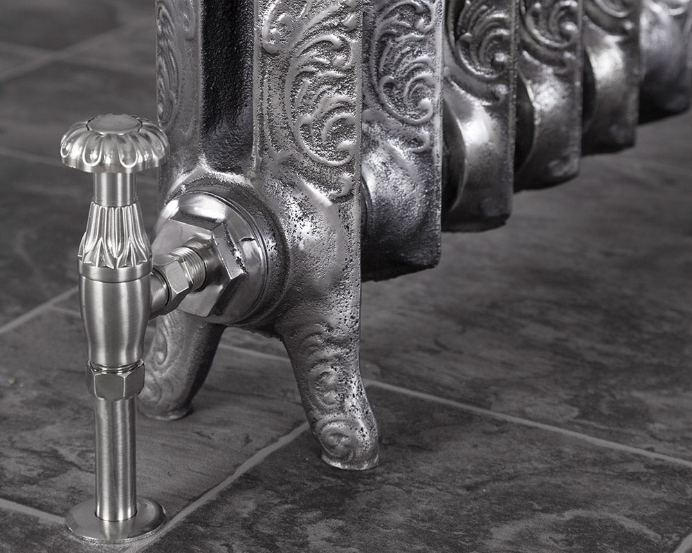 Carron Rococo 1 Column cast iron radiator, hand burnished feet