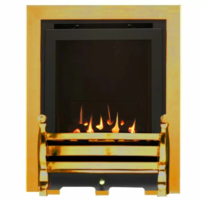 Sirocco Daisy - Inset Gas Fire - Full Depth High Efficiency with Coal Bed in Brass Fret & Trim
