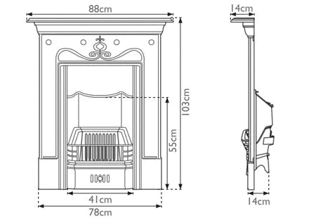 Carron Tulip Cast Iron Period Fireplace (35") | Art Nouveau