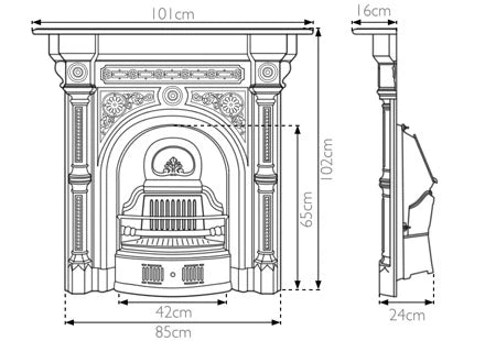 Carron Tweed Cast Iron Period Fireplace (40")