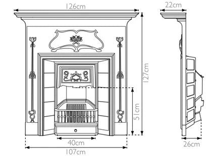 Verona Cast Iron Combination Fireplace (49") | Art Nouveau