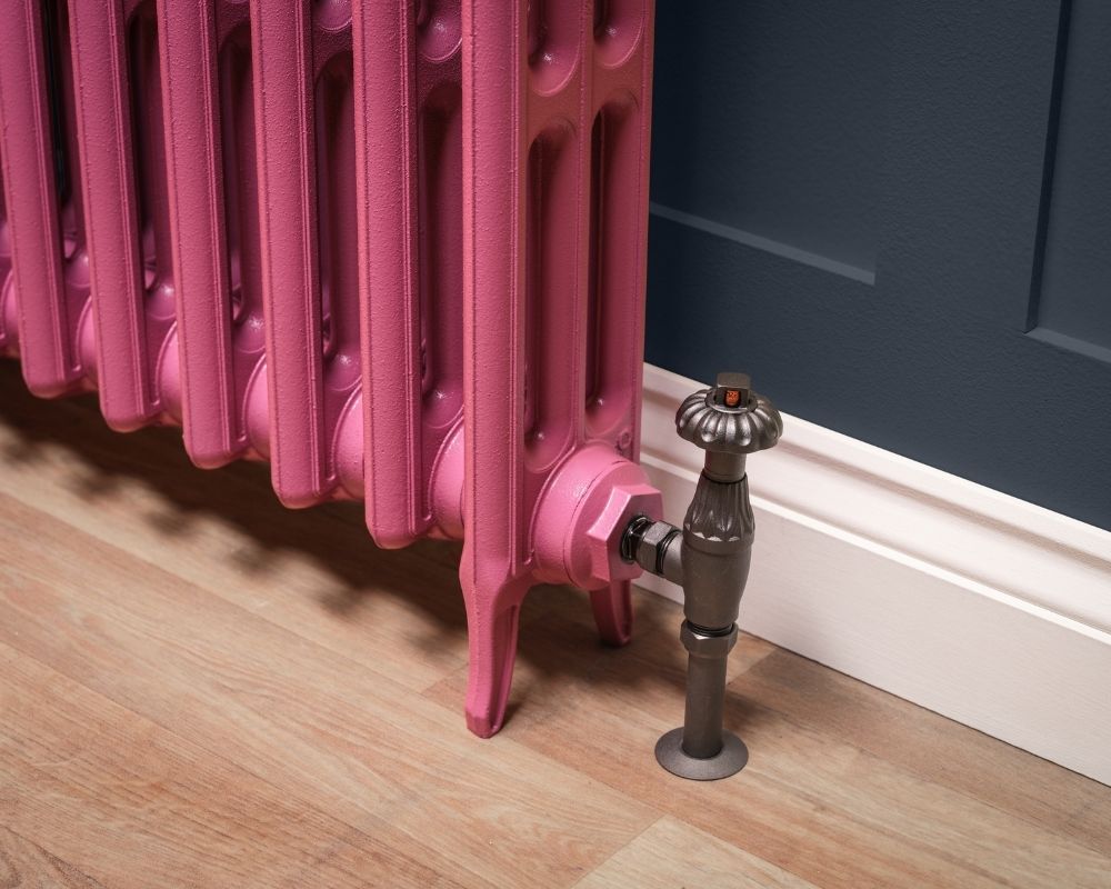 Carron Victorian 3 Column cast iron radiator, Farrow and Ball rangwali feet