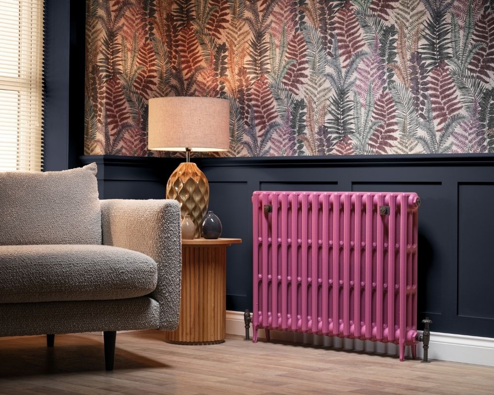 Carron Victorian 3 Column cast iron radiator, Farrow and Ball rangwali
