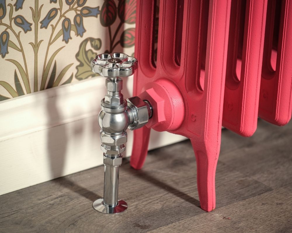 Carron Victorian 4 Column Low Level cast iron radiator, victorian Little Greene leather feet