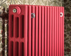 Carron Victorian 4 Column Low Level cast iron radiator, victorian Little Greene leather sections