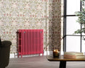 Carron Victorian 4 Column Low Level cast iron radiator, victorian Little Greene leather