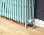 Carron Victorian 6 Column cast iron radiator, Farrow and Ball blue ground feet