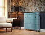Carron Victorian 6 Column cast iron radiator, Farrow and Ball blue ground