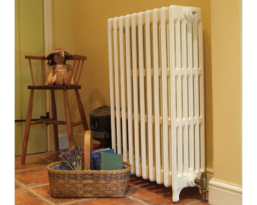 Carron Victorian 6 Column cast iron radiator, parchment white