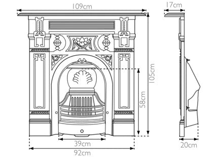 Carron Victorian Large Cast Iron Combination Fireplace (43")