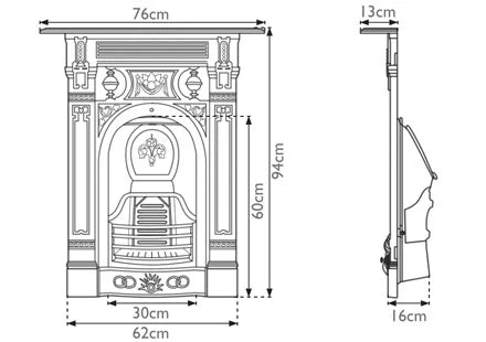 Carron Victorian Small Cast Iron Combination Fireplace (30")