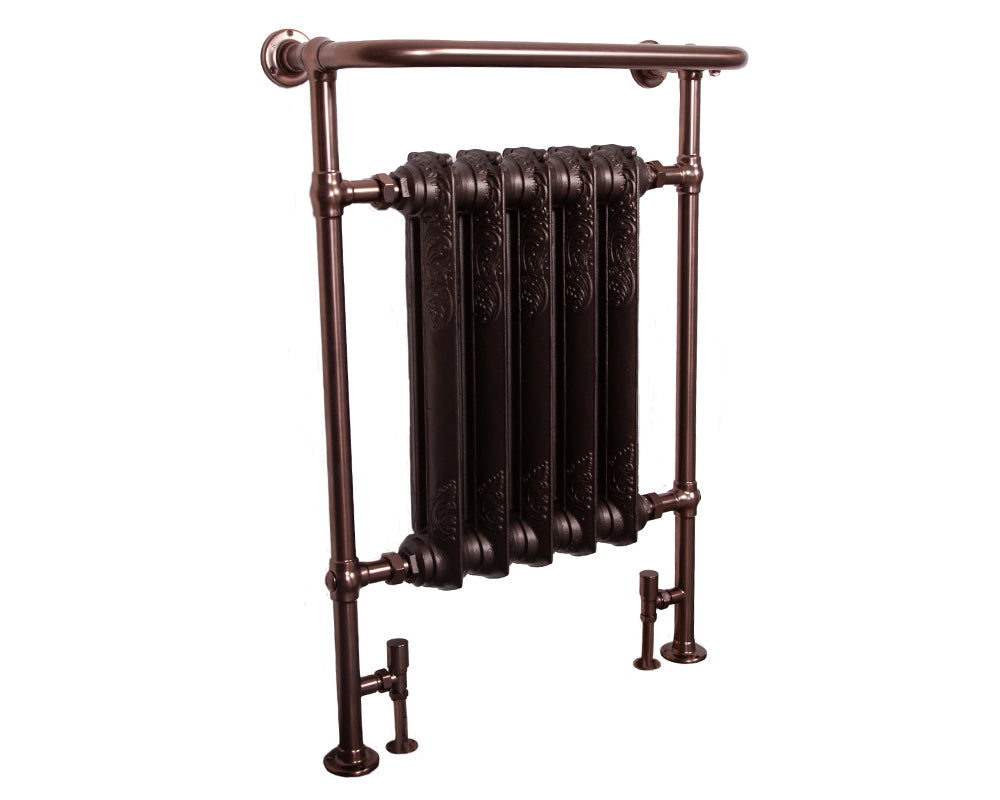 Carron Wilsford towel rail in brushed bronze with painted cast iron sections