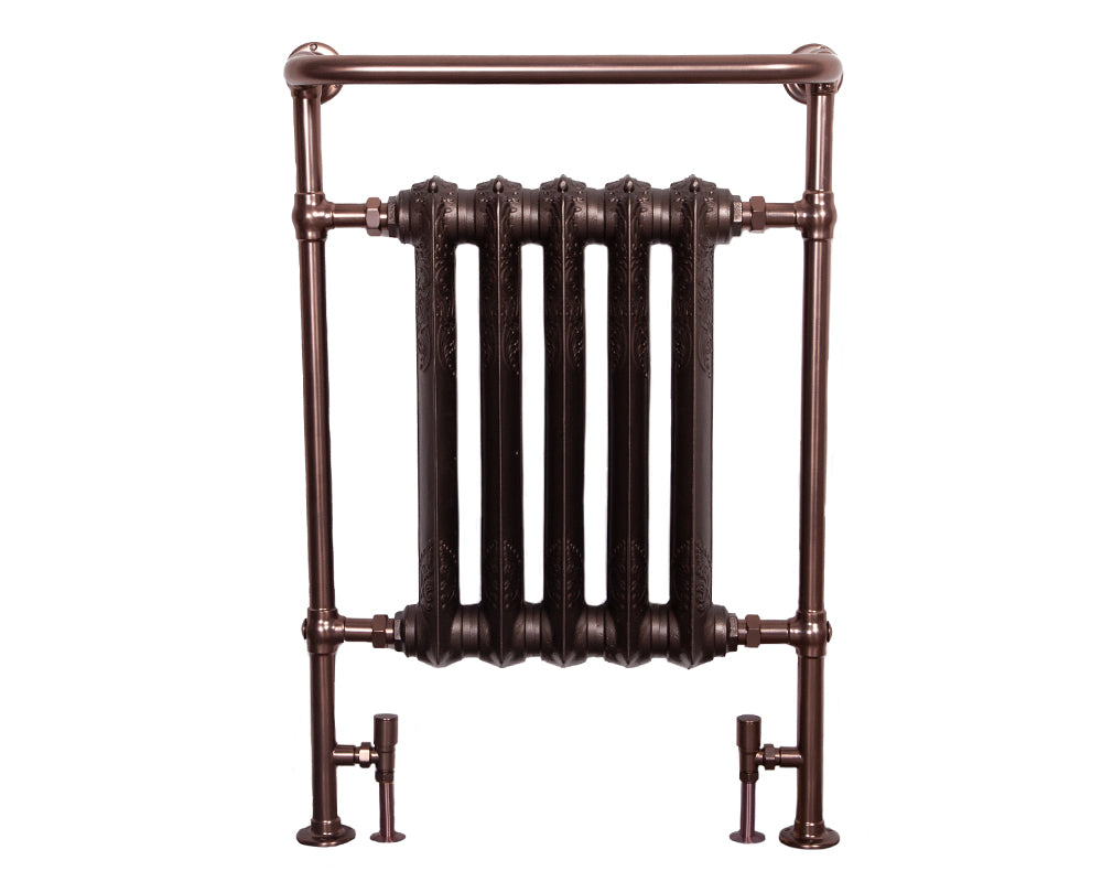 Carron Wilsford towel rail in brushed bronze with painted cast iron sections