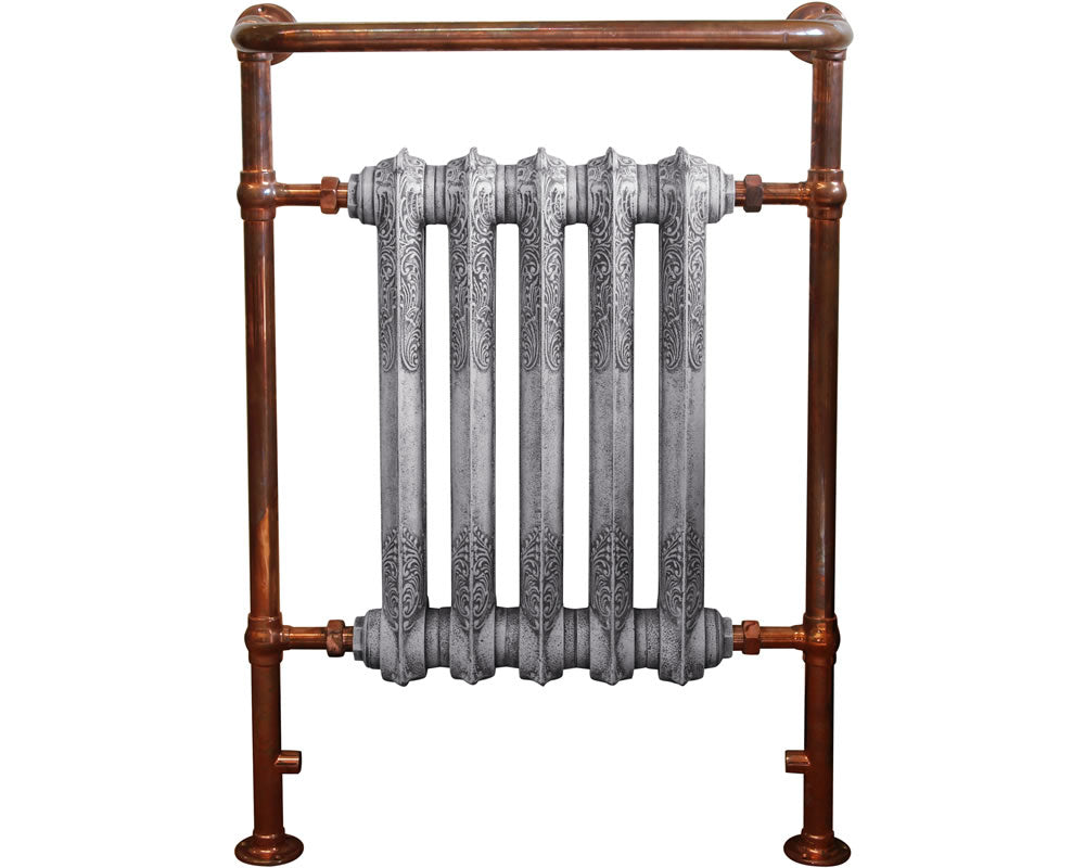 Carron Wilsford towel rail in copper with painted cast iron sections
