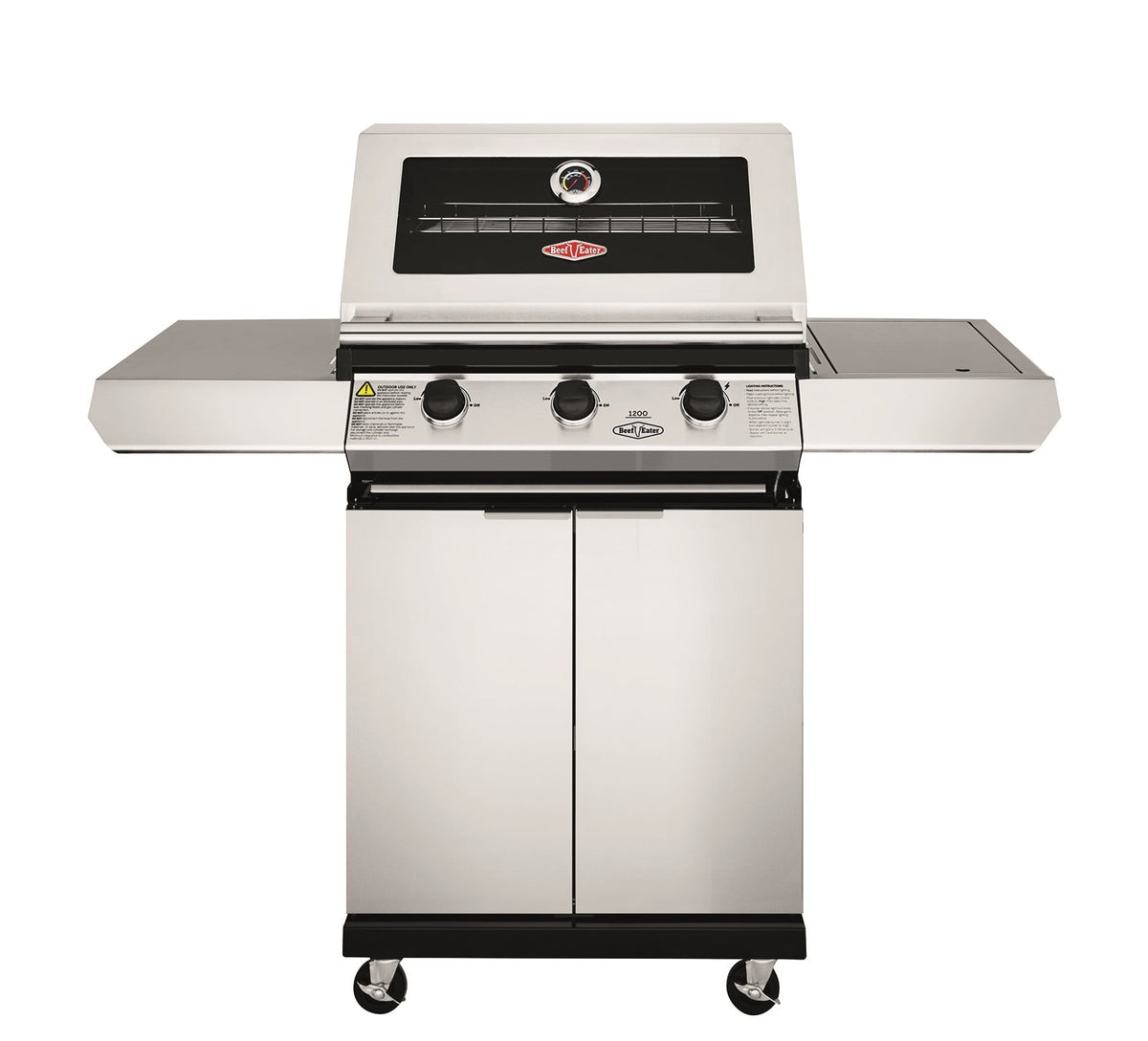 BeefEater Gas BBQ - 1200S (Stainless Steel) - 3 Burner With Trolley