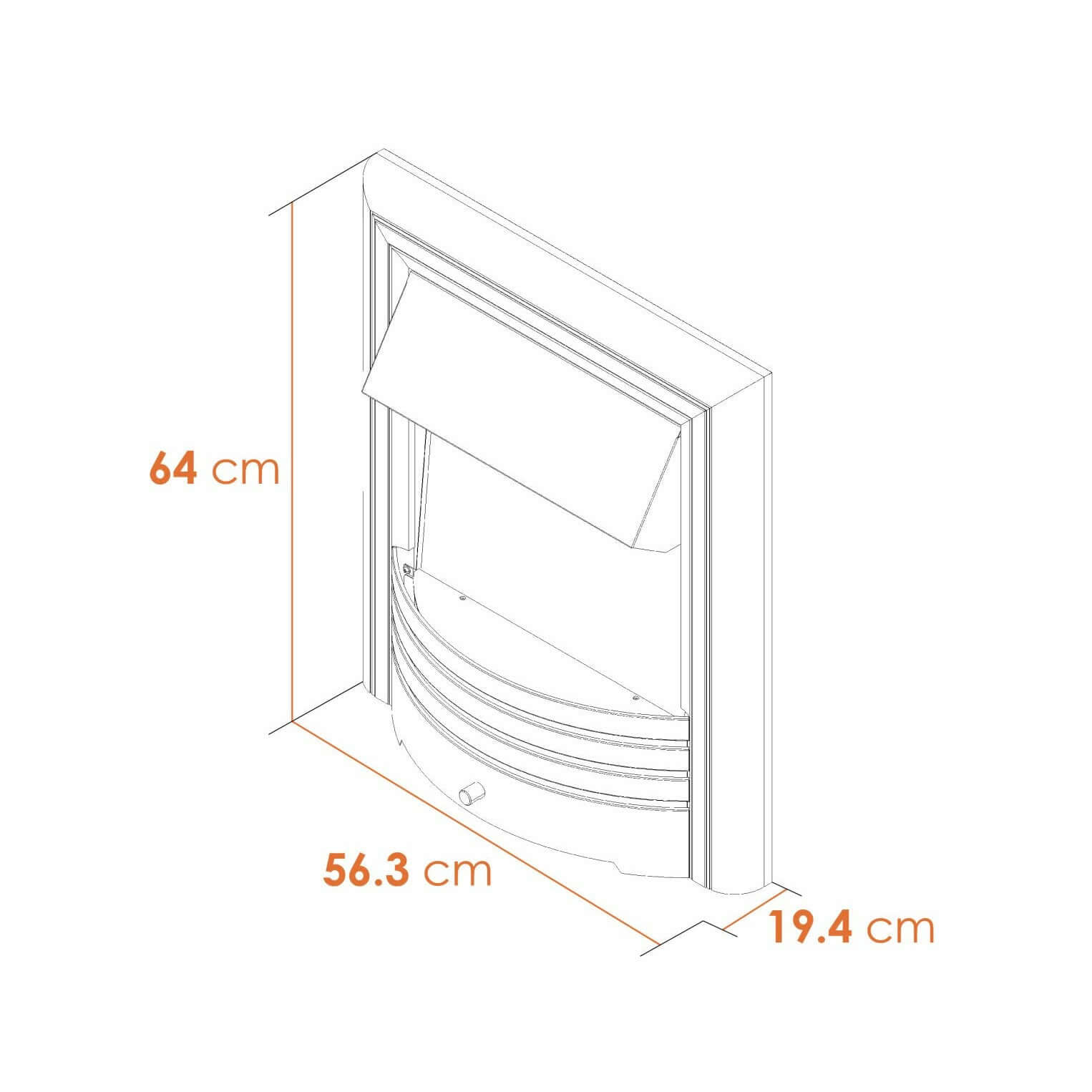 Adam Cambridge Pebble Electric Fire in Black & Chrome - Glowing Flame