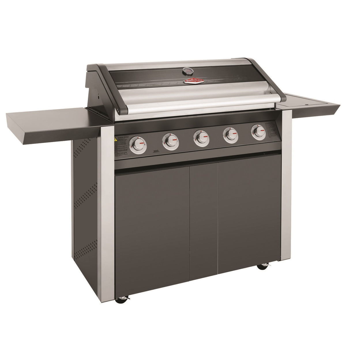 BeefEater Gas BBQ - 1600E (Dark Stainless) - 5 Burner, Trolley & Side Burner