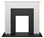 Adam Chessington Fireplace in Pure White & Black, 48 Inch - Glowing Flame