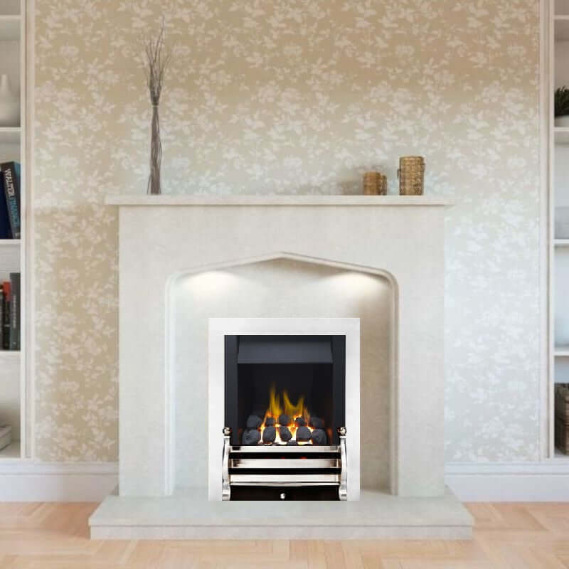 Sirocco Daisy - Inset Gas Fire - Slimline High Efficiency in Chrome Fret & Trim