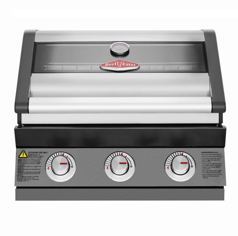 BeefEater Gas BBQ - 1600E (Dark Stainless Steel) - 3 Burner Built In BBQ