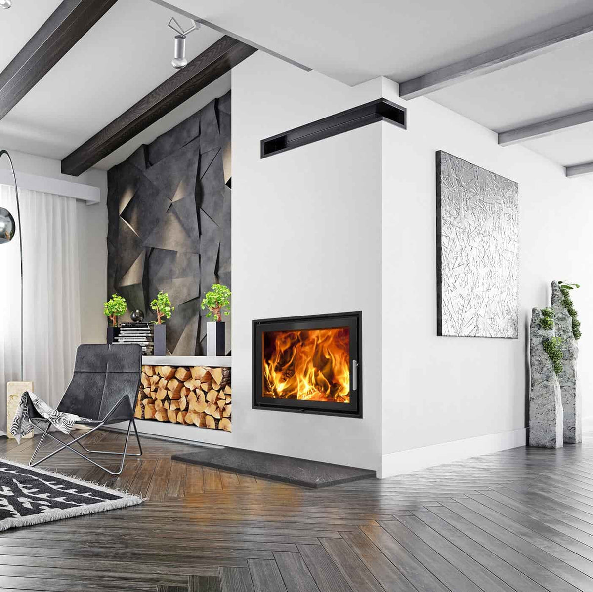 Woodfire EX17 Panorama Wood Burning Inset Boiler Stove | One or Double Sided