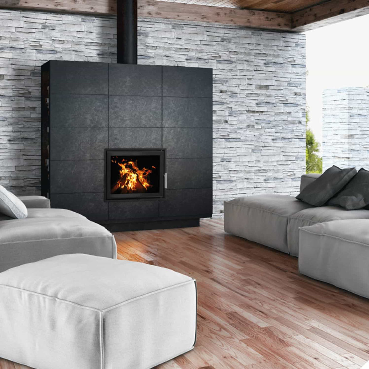 Woodfire EX17 Panorama Wood Burning Inset Boiler Stove | One or Double Sided