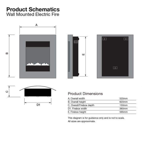 Ekofires 1011 LED - Wall Mounted Electric Fire - High Efficiency