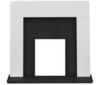 Adam Miami Fireplace in Pure White and Black Granite, 48 Inch - Glowing Flame