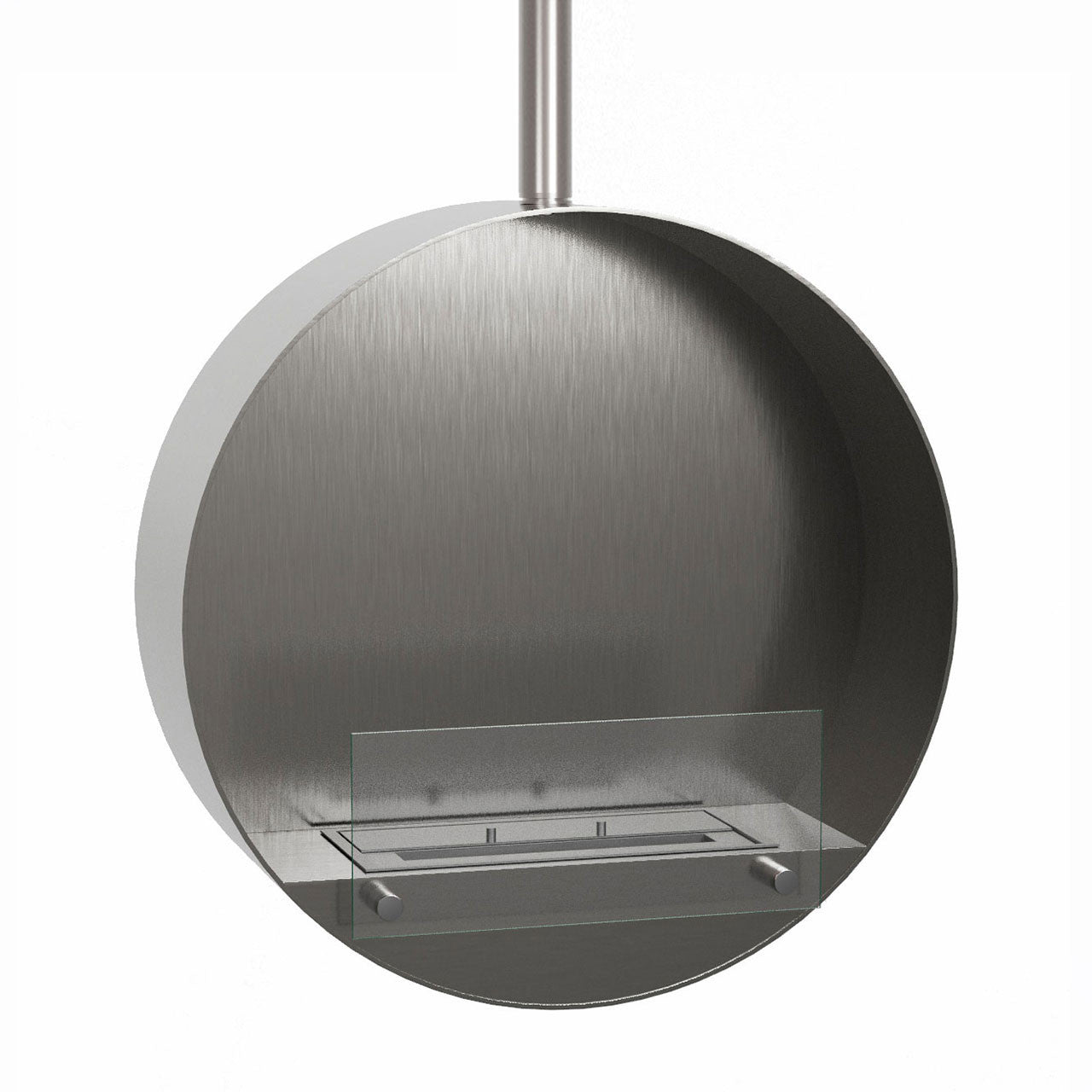 ScandiFlames Ottawa Steel - Round Ceiling Mounted Bioethanol Fireplace, 60cm