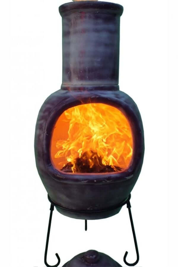Asteria XL Chimalin AFC Chiminea in Glazed Purple, including Lid & Stand