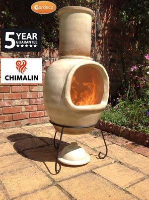 Asteria XL Chimalin AFC chimenea in glazed cappuccino - Glowing Flames