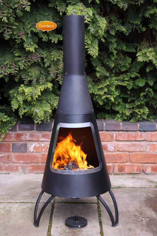 Cono Large Conical Steel Chiminea with Stainless Steel Mouth Rim