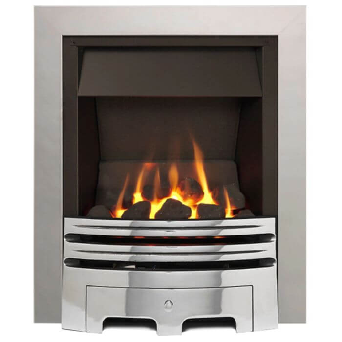 Glasson Slimline Coal Effect Gas Fire with Chrome Fret and Trim - Glowing Flame