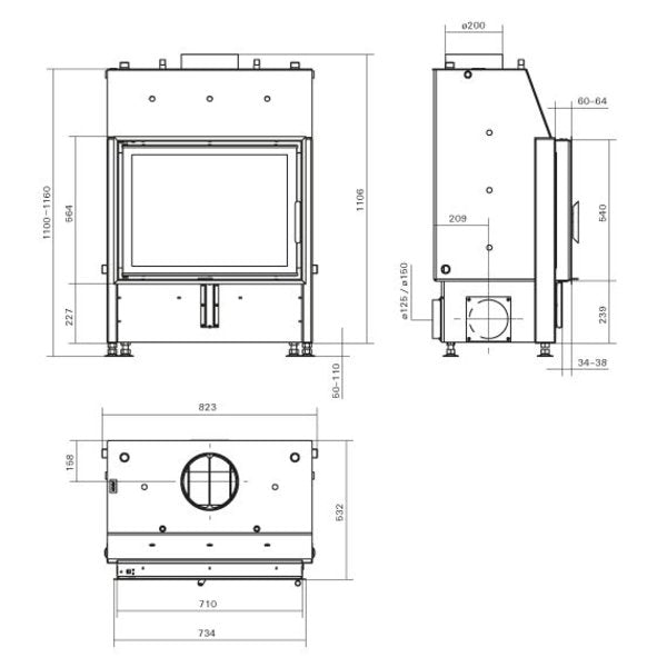 Woodfire EX17 Panorama Wood Burning Inset Boiler Stove | One or Double Sided